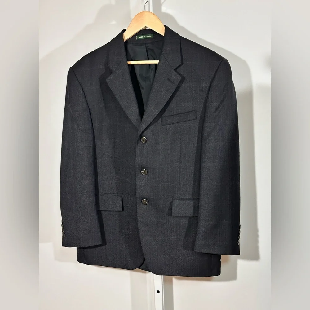 90’s LAUREN Ralph Lauren Wool Blazer Made in Canada gray Plaid 44R